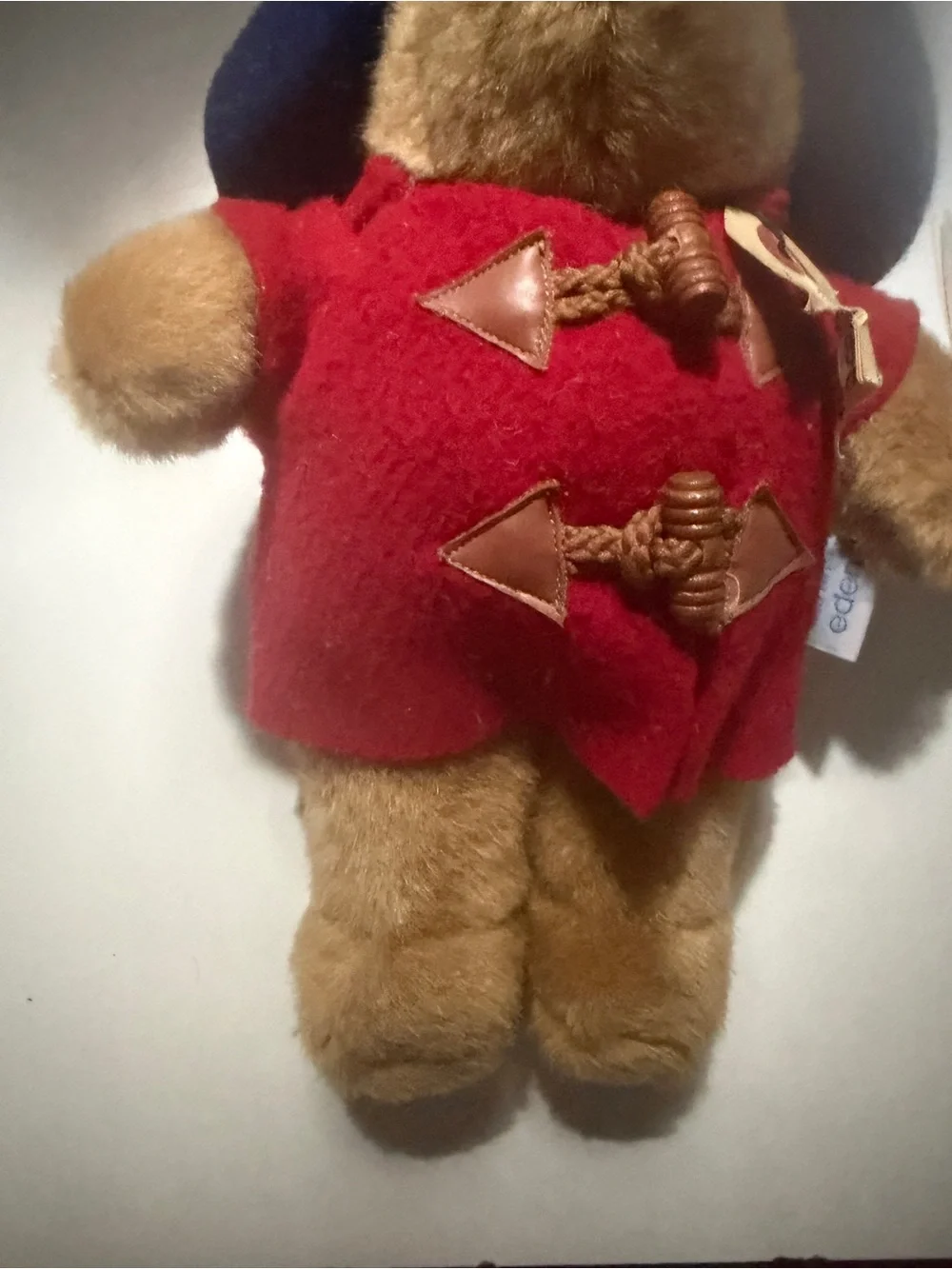 Classic Paddington-Style Plush Bear in Red Coat and Navy Hat